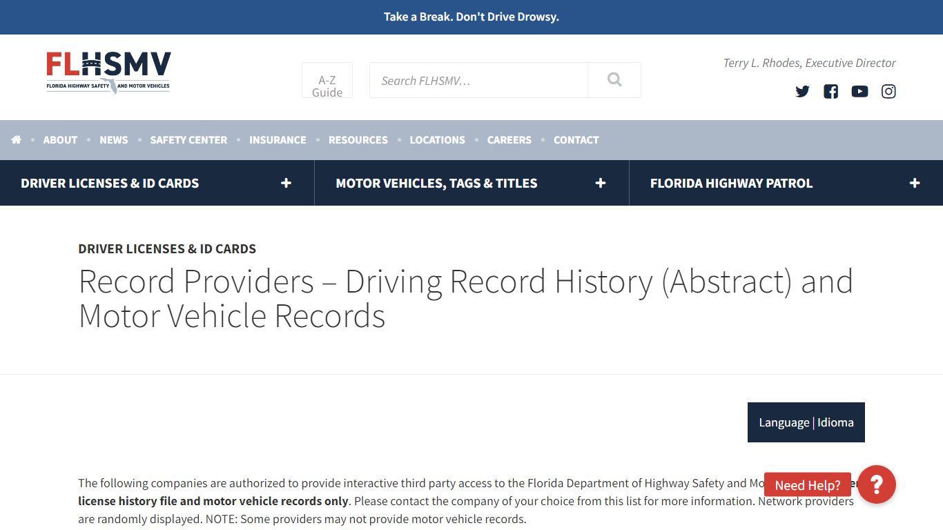 Record Providers - Florida Highway Safety and Motor Vehicles