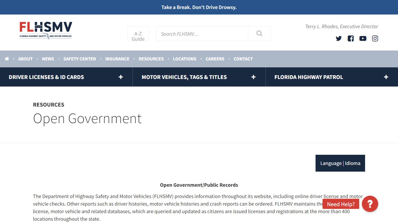 Open Government - Florida Highway Safety and Motor Vehicles