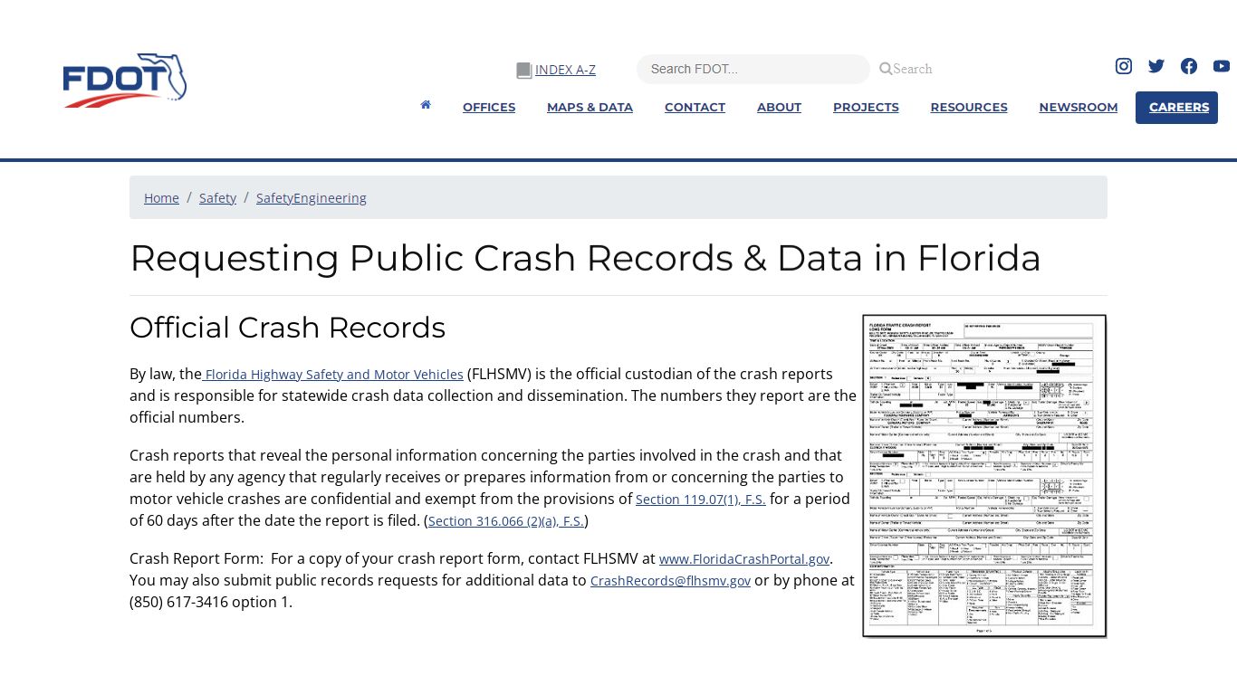 Requesting Public Crash Records & Data in Florida - FDOT